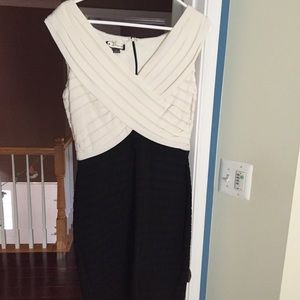 Pleated black and white dress
